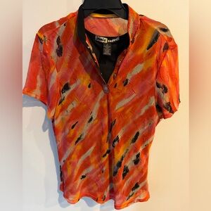 Jamie Sadock shirt orange and Black Accents Medium #A822